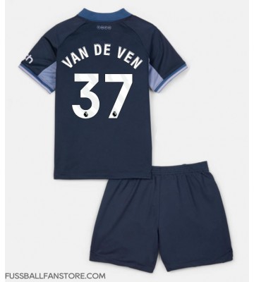 Tottenham Hotspur Micky van de Ven #37 Replik Auswärtstrikot Kinder 2023-24 Kurzarm (+ Kurze Hosen)